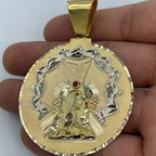 14K Gold Saint Caridad Del Cobre Round Medallion Pendant 2.75 in - additional product view 3