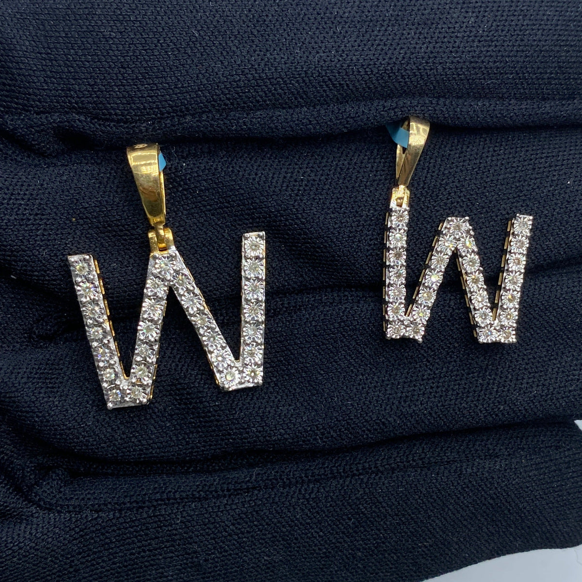 14K Gold Single Stone Initial W Diamond Pendant - main product photo