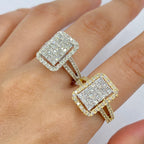 14K Gold Rectangle Halo Diamond Baguette Ring - main product photo