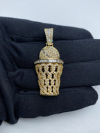 14K Gold Basketball Swish Baguette Diamond Pendant - additional product view 2