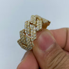 10K Yellow Gold Bold Cuban Link Diamond Ring - additional product view 3
