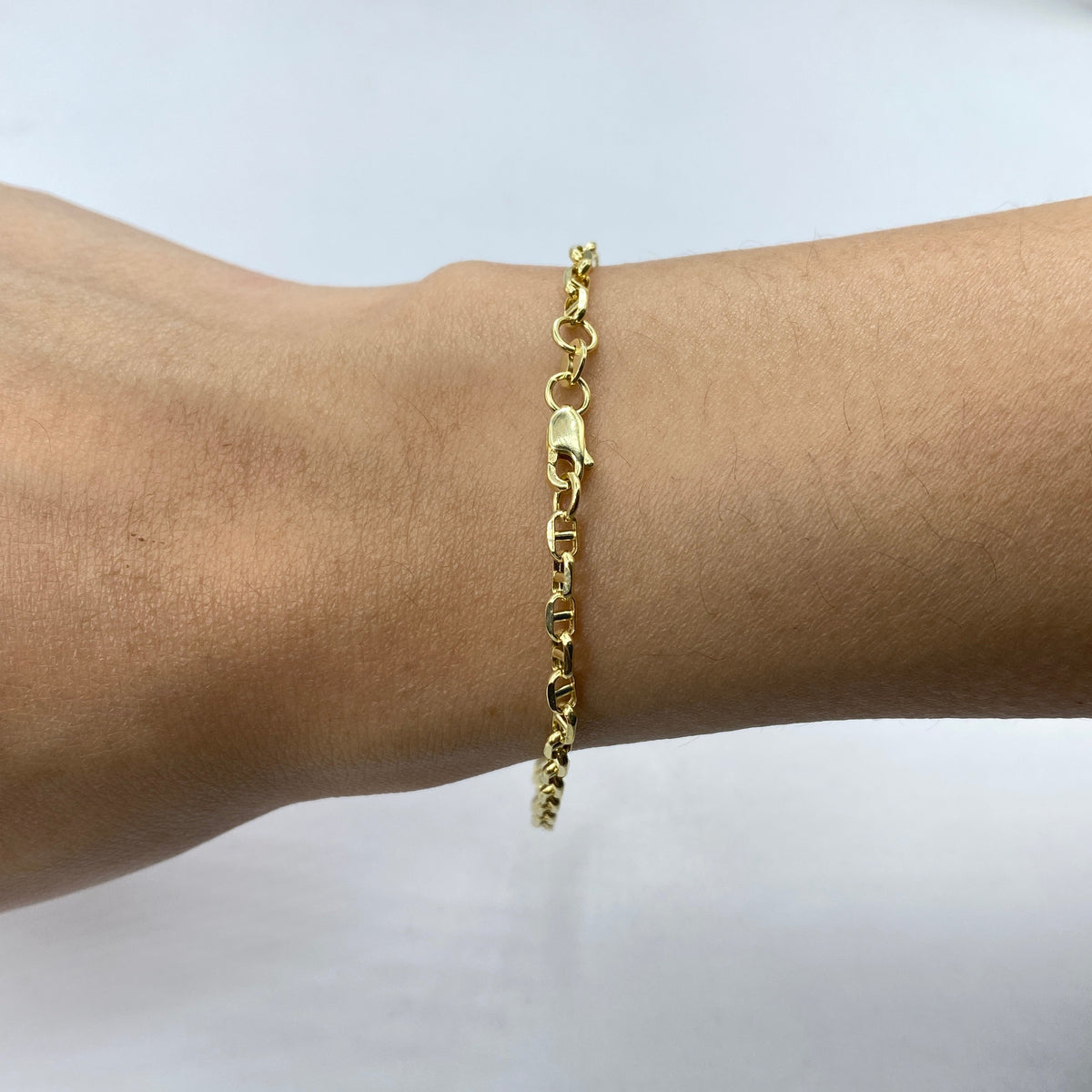 14K Gold 3mm Mariner Link Bracelet 7 in - additional product view 3