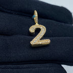 14K Gold Number 2 Diamond Baguette Pendant - additional product view 4