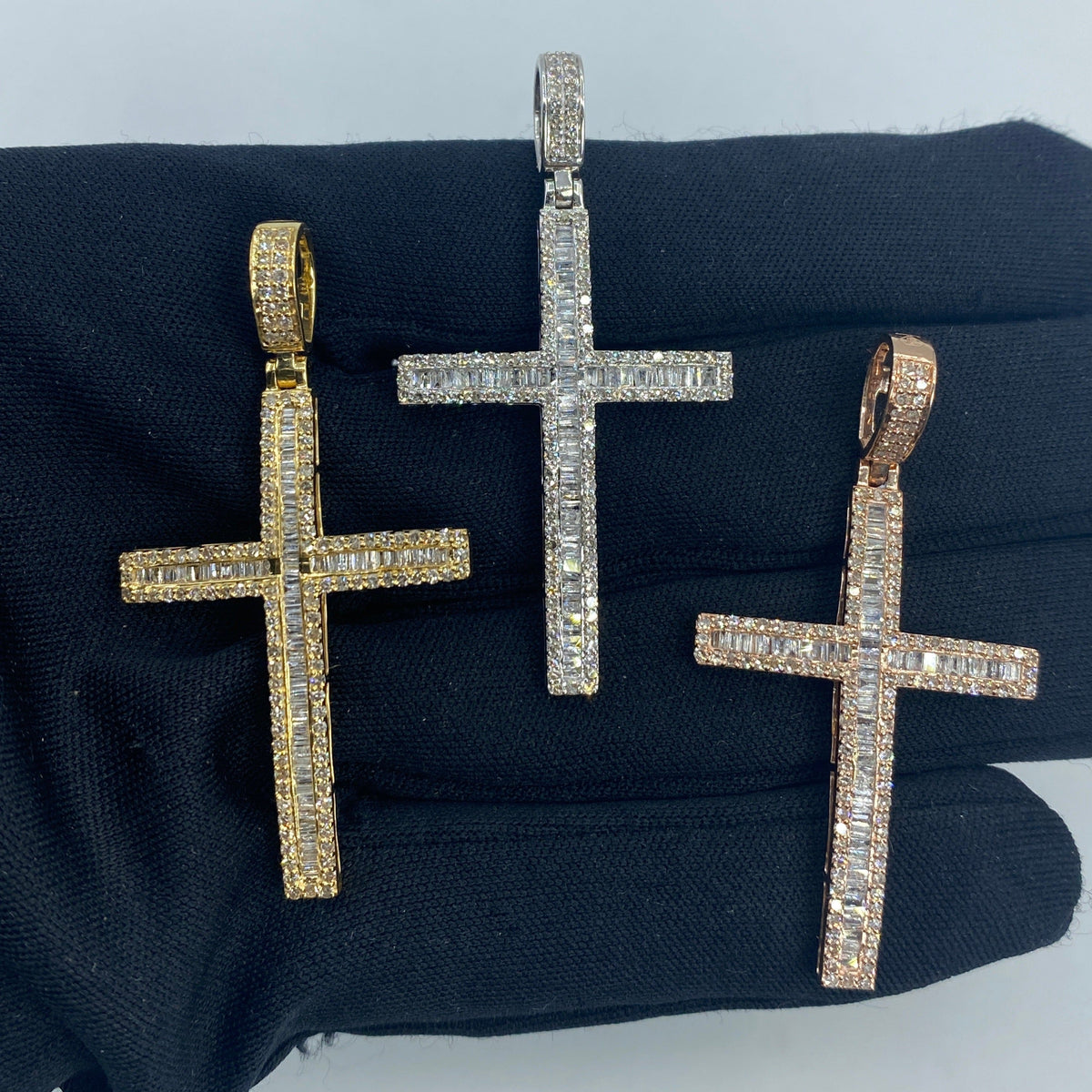14K Gold Latin Cross Diamond Baguette Pendant - additional product view 2