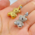 14K Gold Teddy Bear Diamond Pendant in yellow gold, Small - close-up product photo