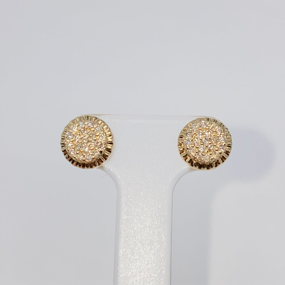 14K Gold 8mm Circle Diamond Earrings - additional product view 3
