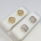 14K Gold 8mm Rounded Square Diamond Baguette Earrings - additional product view 7