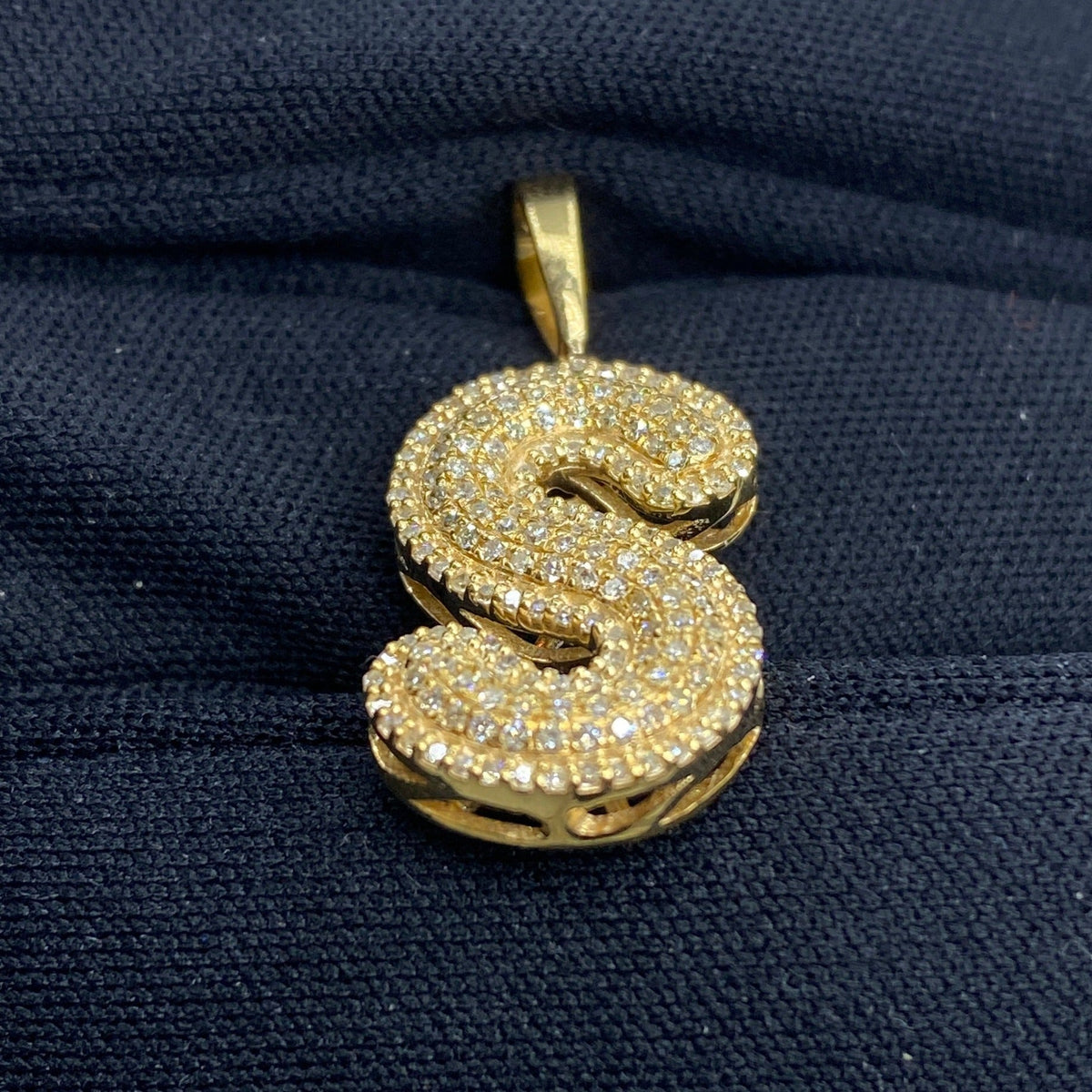 Initial S Bubble Diamond Pendant - additional product view 4