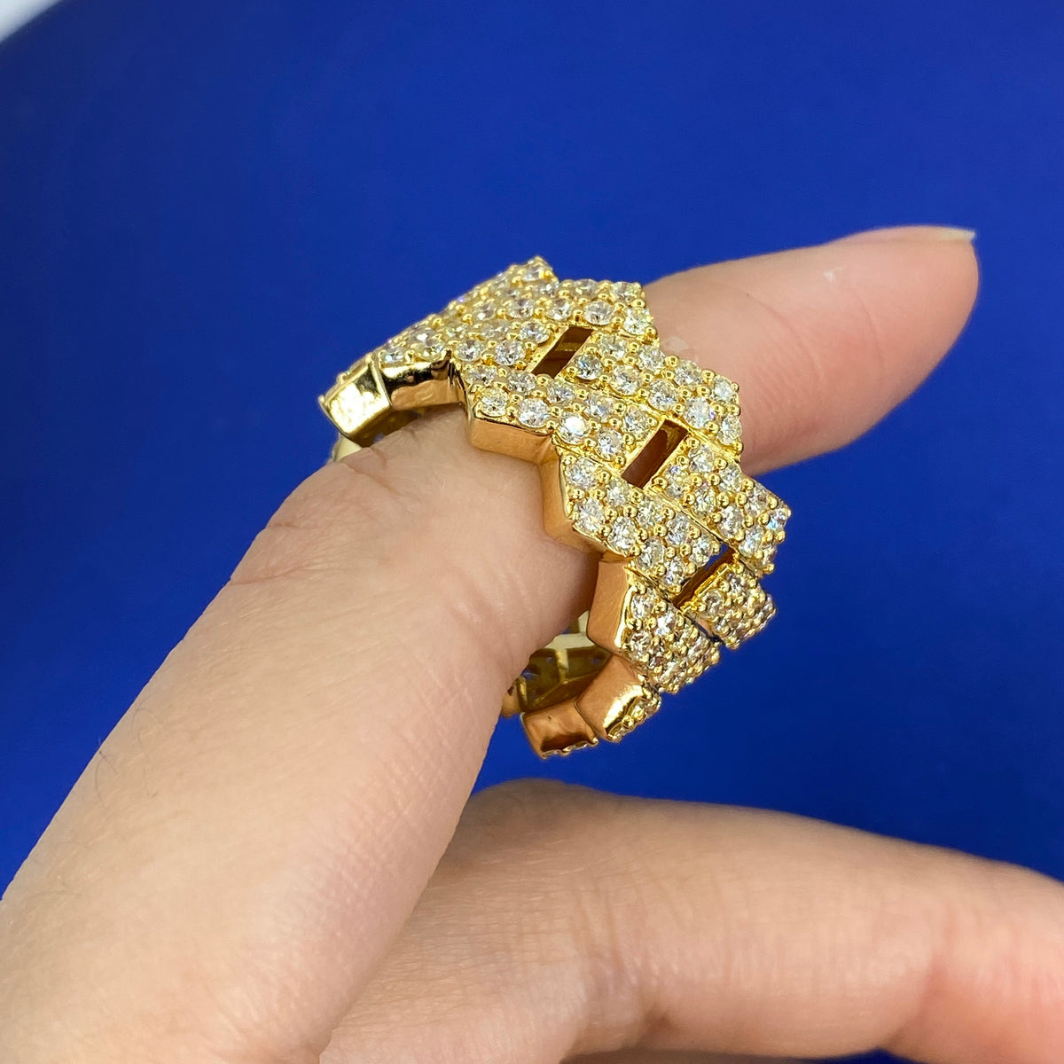 14K Gold Cuban Link Eternity Diamond Ring - additional product view 4