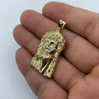 14K Gold Jesus Head Pendant 1.6 in - additional product view 4