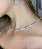 14K Gold Bridal Pear Baguette Tennis Diamond Chain - additional product view 3