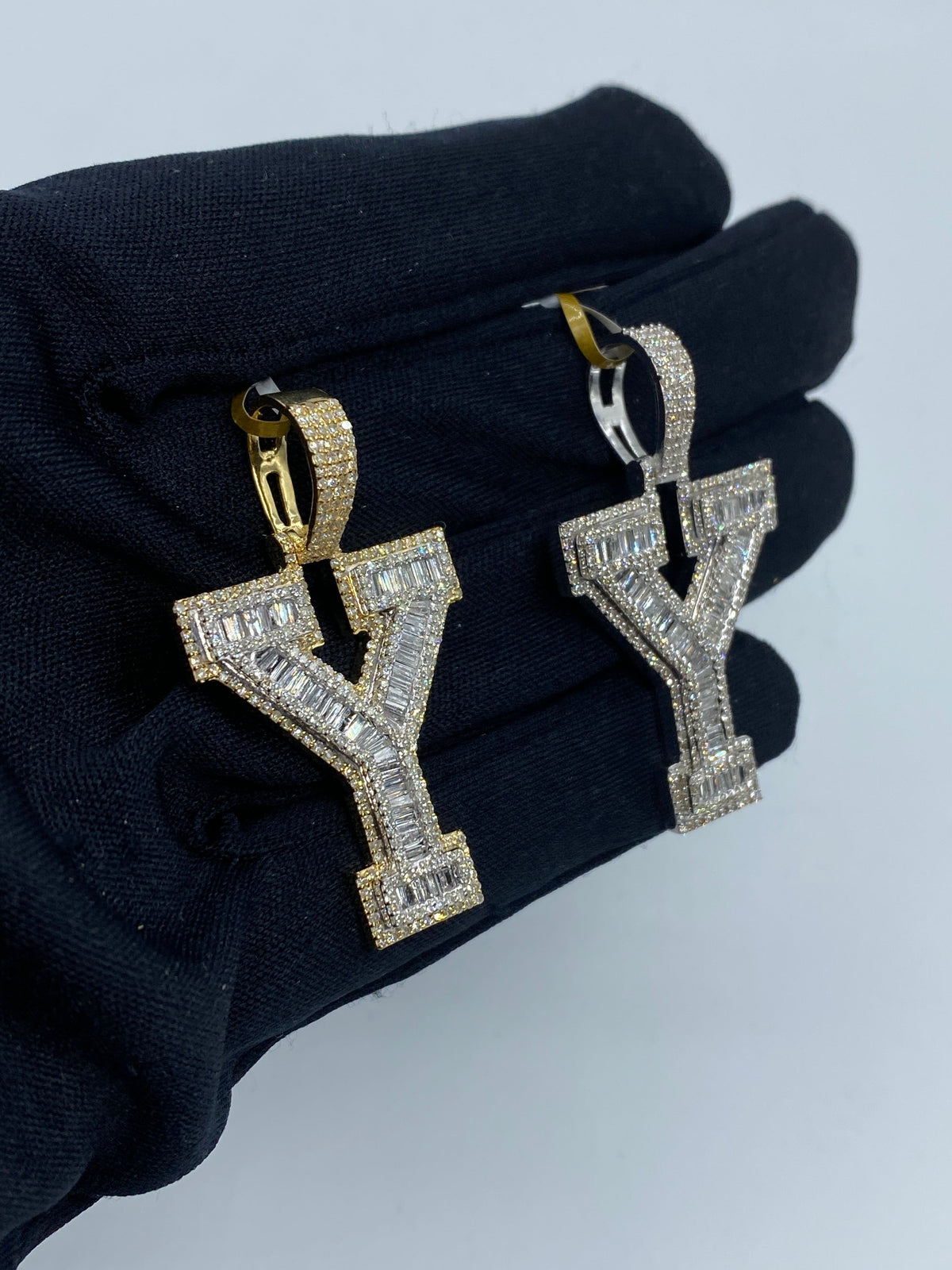 Initial Y Baguette Diamond Pendant - additional product view 5