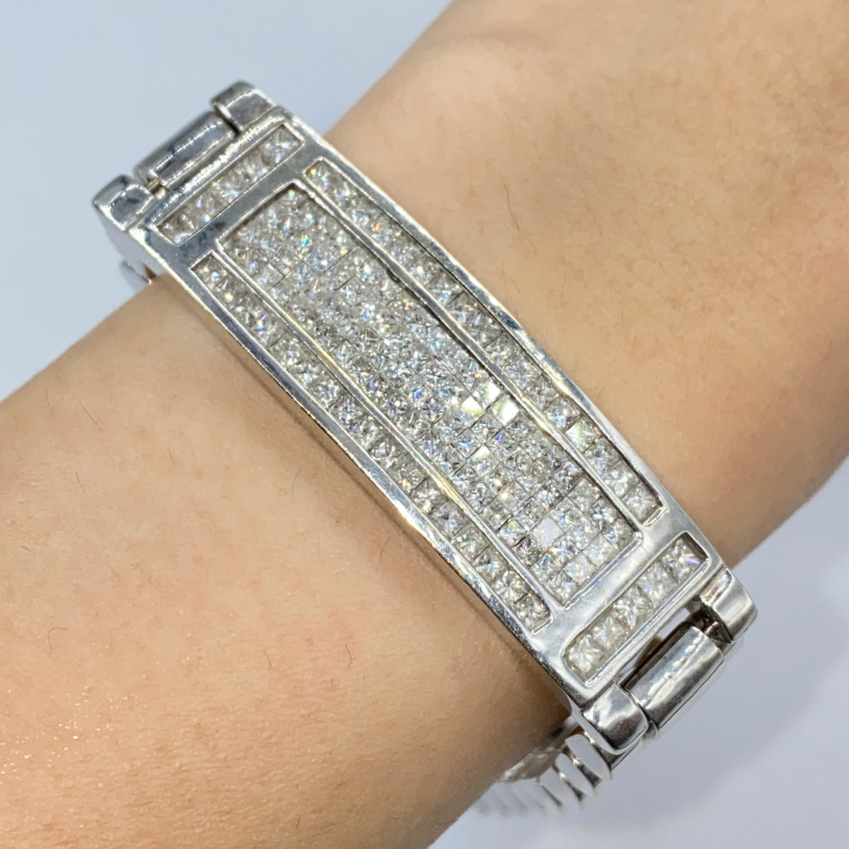 14K Gold Watch Strap Square Cut Diamond Bracelet 8 in - main product photo