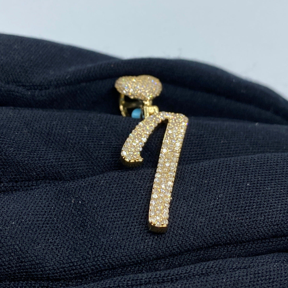 14K Gold Initial I Script Heart Diamond Pendant - additional product view 4