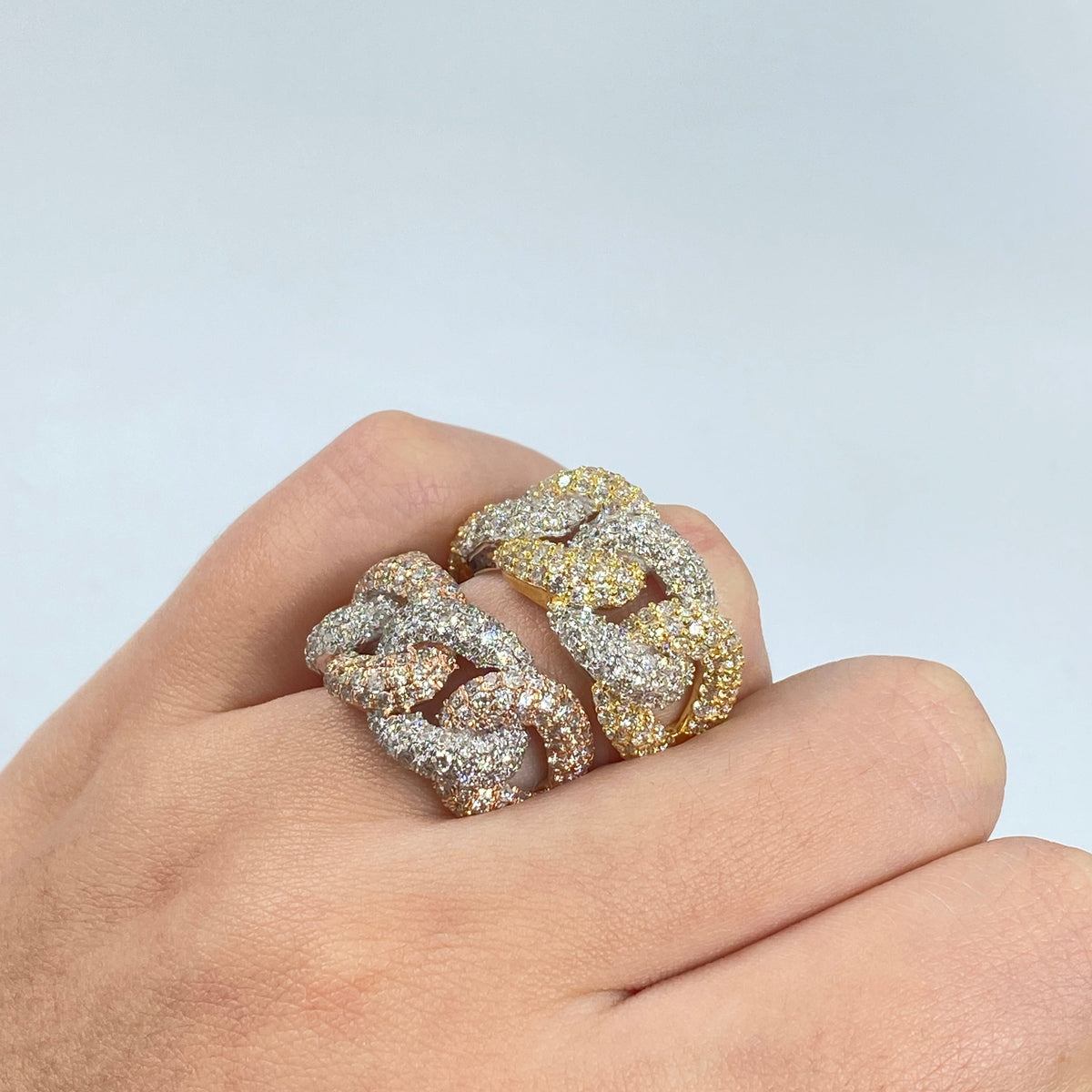 14K Gold Two-Tone Cuban Link Diamond Ring - additional product view 5