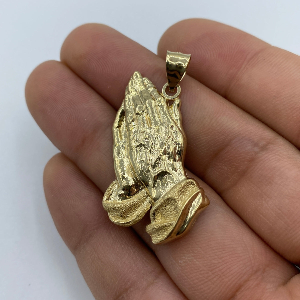 14K Gold Praying Hands Pendant 1.5 in - additional product view 4
