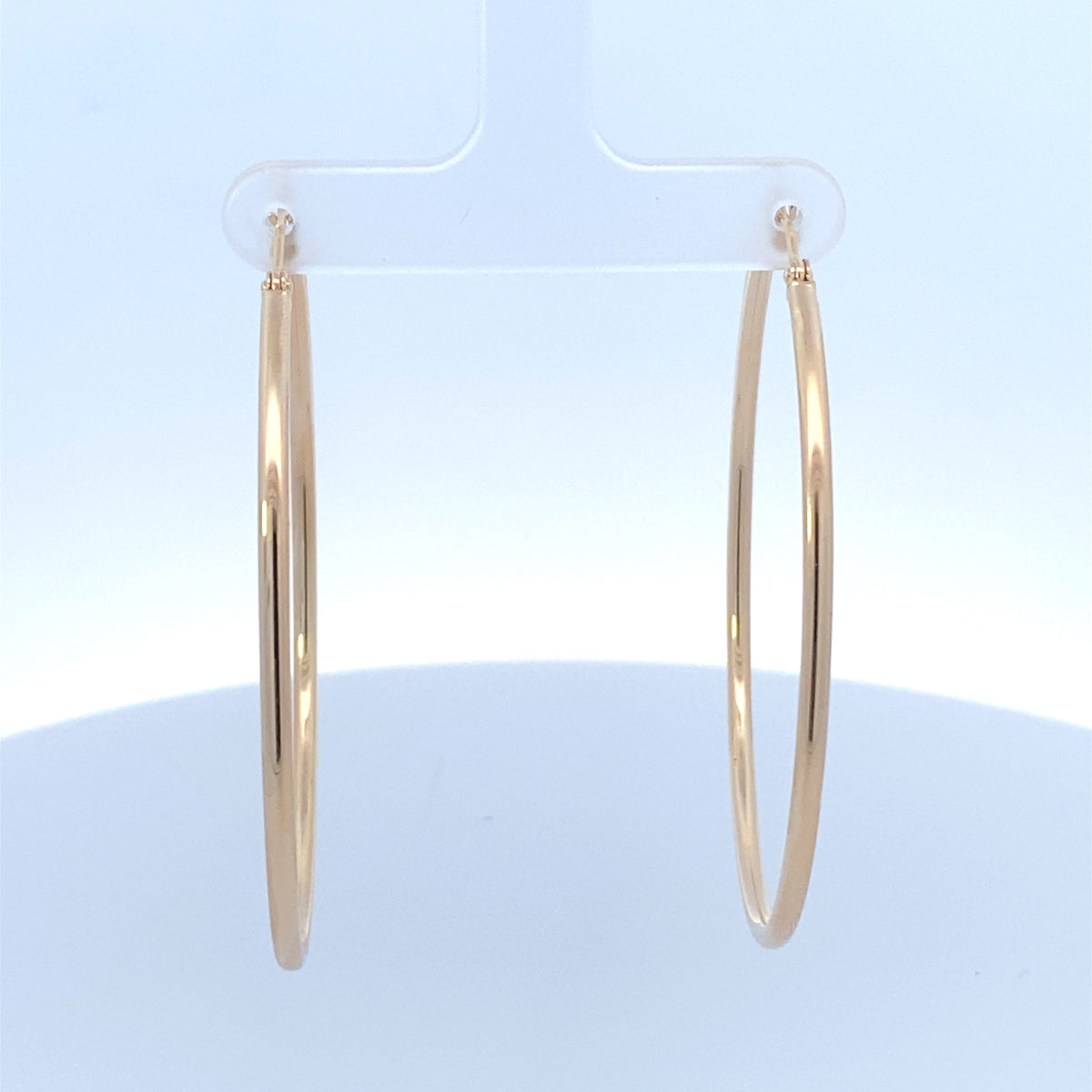 14K Gold Large 2mm Hoop Earrings - additional product view 5