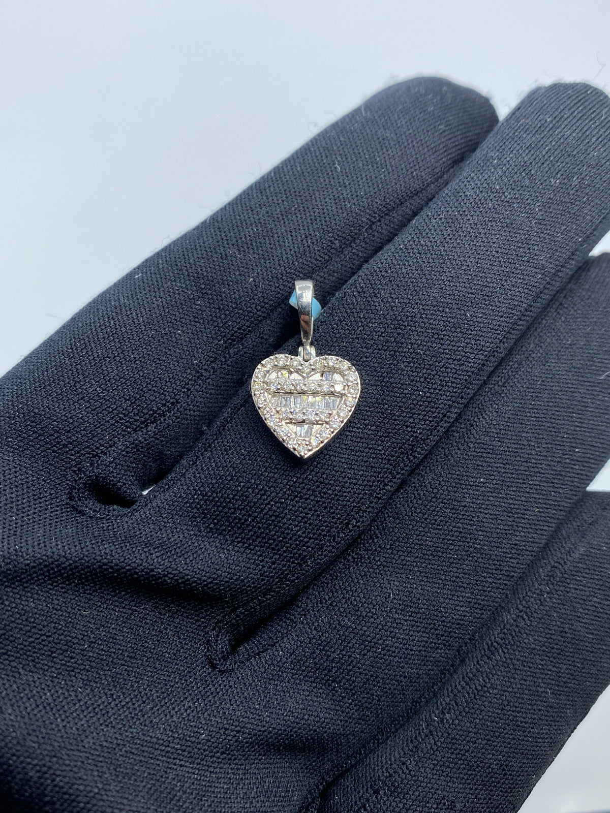 14K Gold Heart Diamond Baguette Pendant - additional product view 3