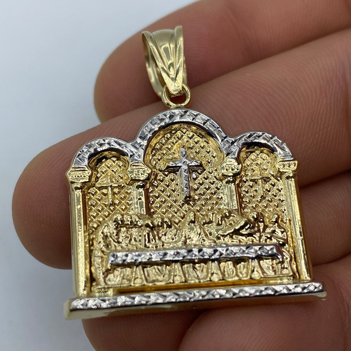 14K Gold Last Supper Cathedral Pendant - additional product view 4