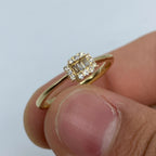 14K Gold Minimal Diamond Baguette Engagement Ring in yellow gold - close-up product photo