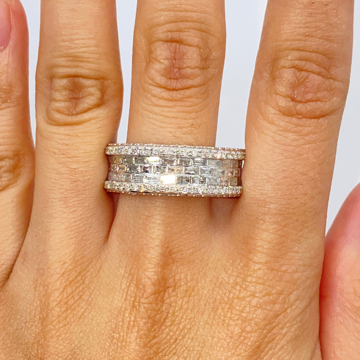 14K Gold 8mm Iced Infinity Diamond Baguette Ring - additional product view 4
