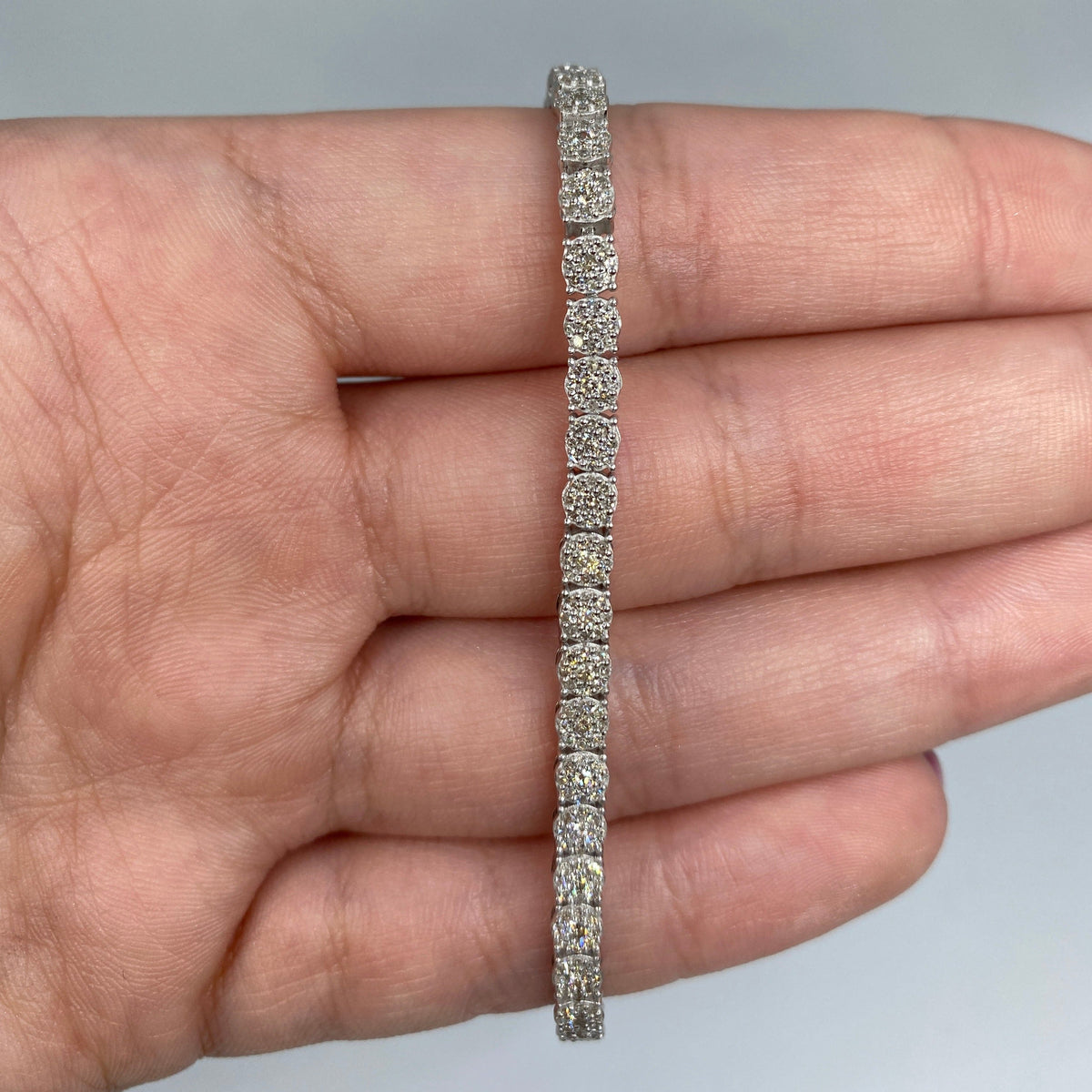14K Gold 4mm Tennis Diamond Bracelet 6.5–8.5 in in white gold, 6.5" - close-up product photo