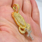 10K Gold Rosary Prayer Diamond Pendant - additional product view 3