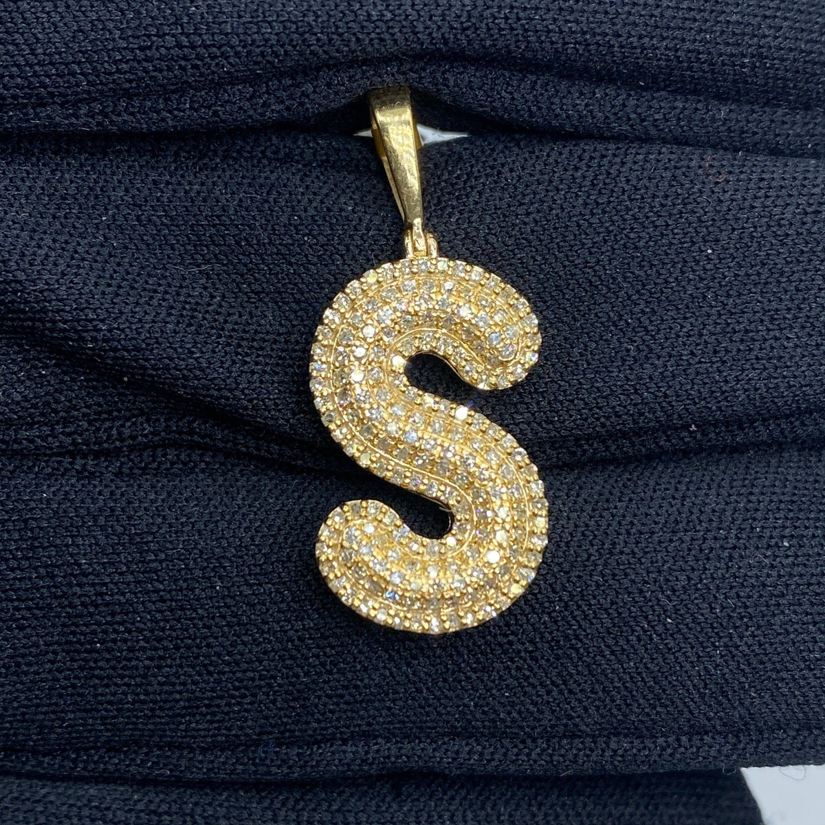 Initial S Bubble Diamond Pendant - additional product view 2