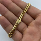 10K Monaco Cuban Link Gold Bracelet in yellow gold - close-up product photo