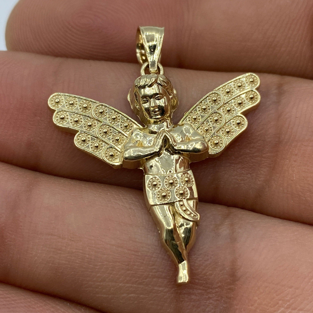 14K Gold Baby Angel Pendant 1.25 in - additional product view 5