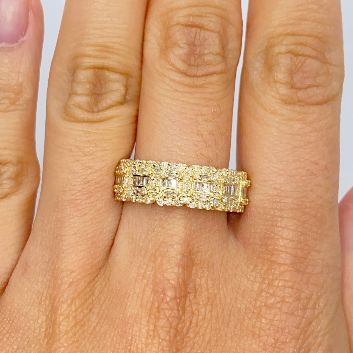 10K Gold 6.8mm Rectangle Diamond Baguette Ring - additional product view 3