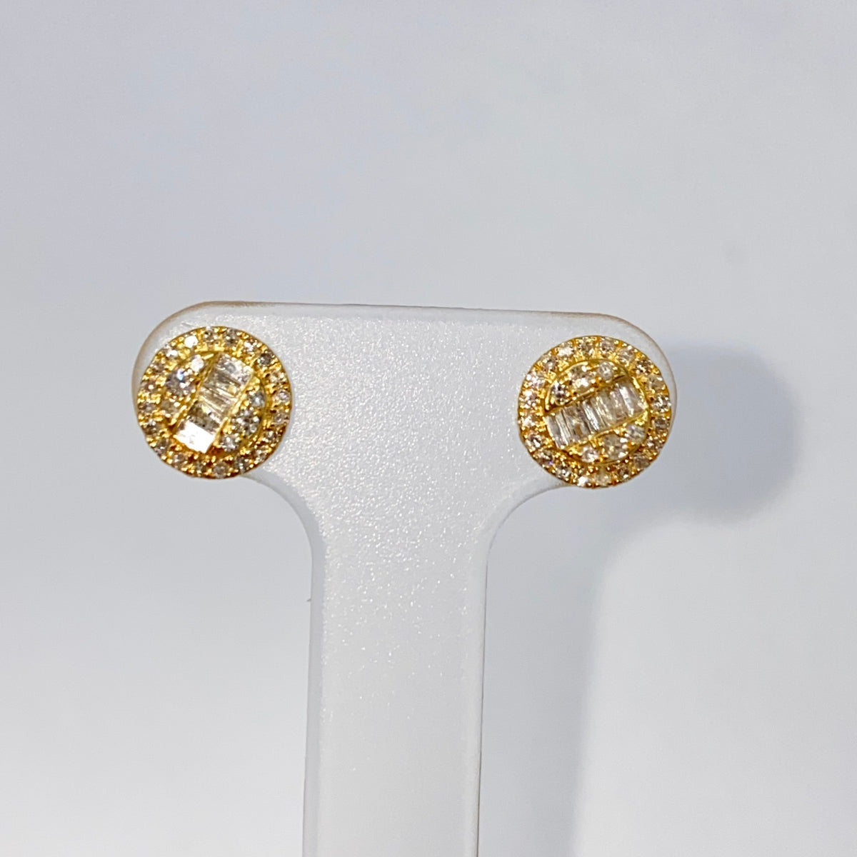 14K Gold Titan Circle Diamond Baguette Earrings - additional product view 3