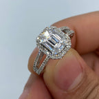 14K Gold Rectangle Diamond Baguette Engagement Ring - additional product view 3