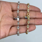 14K Gold Evil Eye Link Diamond Bracelet 7 in - additional product view 3