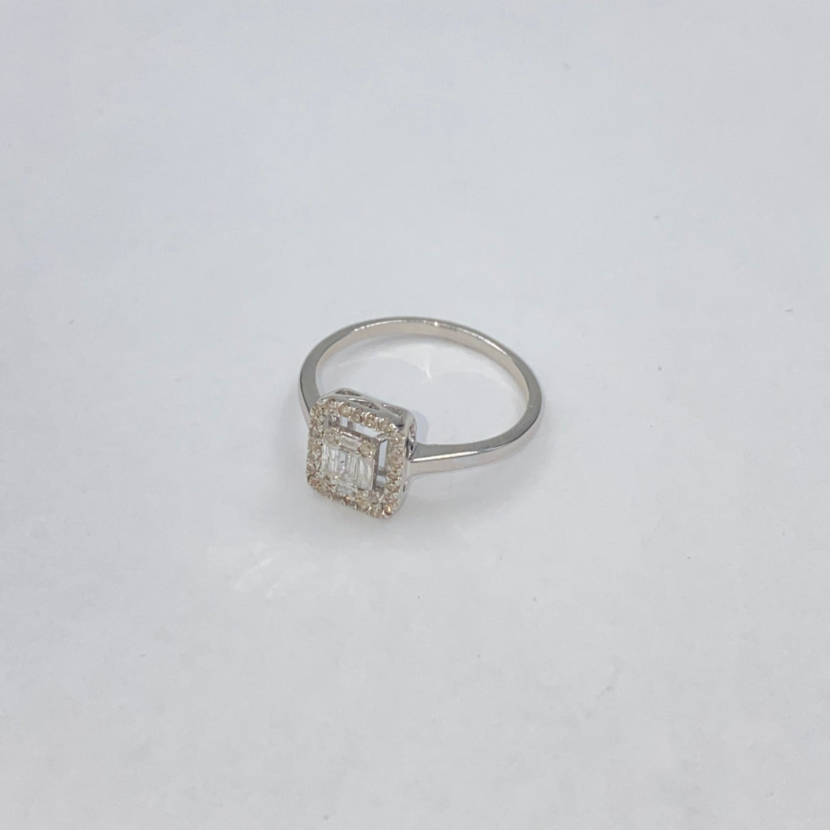 14K Gold Palace Square Halo Diamond Baguette Engagement Ring - additional product view 14
