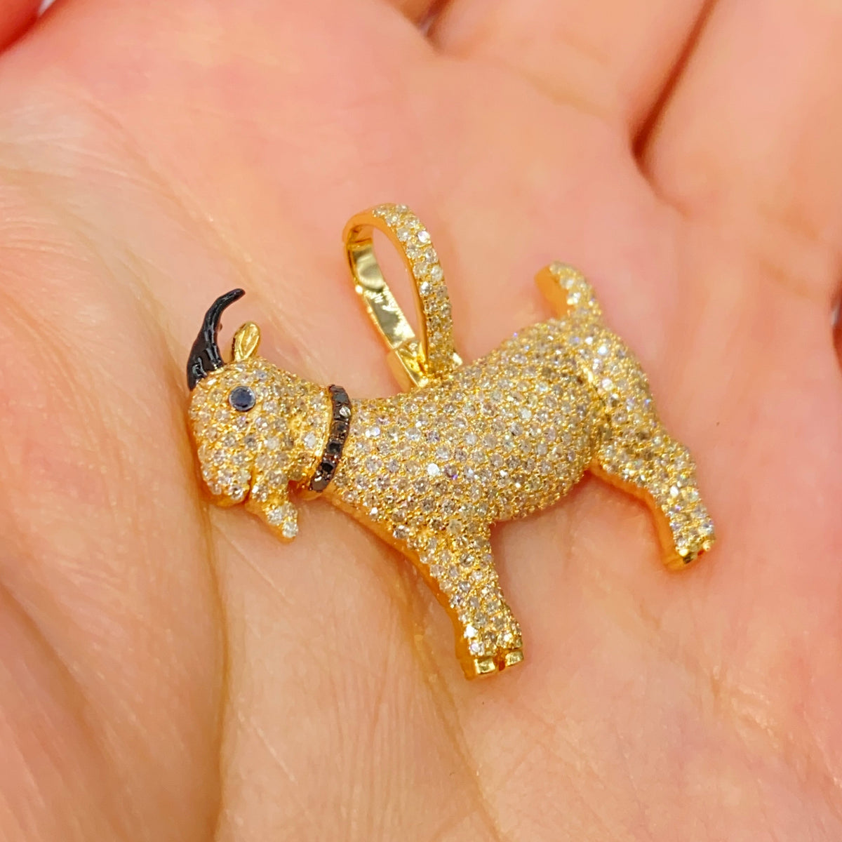 14K Gold Goat Diamond Pendant - additional product view 7