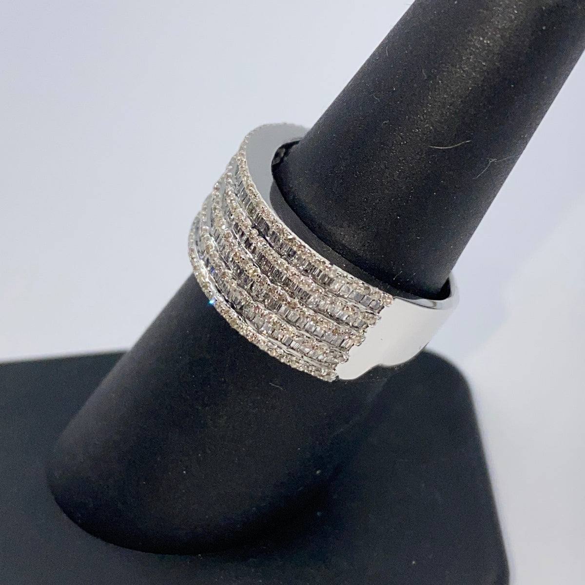 10K Gold 10mm Stacked Diamond Baguette Ring - additional product view 6
