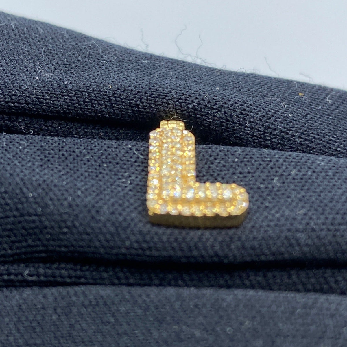 14K Gold Initial L Bubble Diamond Pendant - additional product view 4