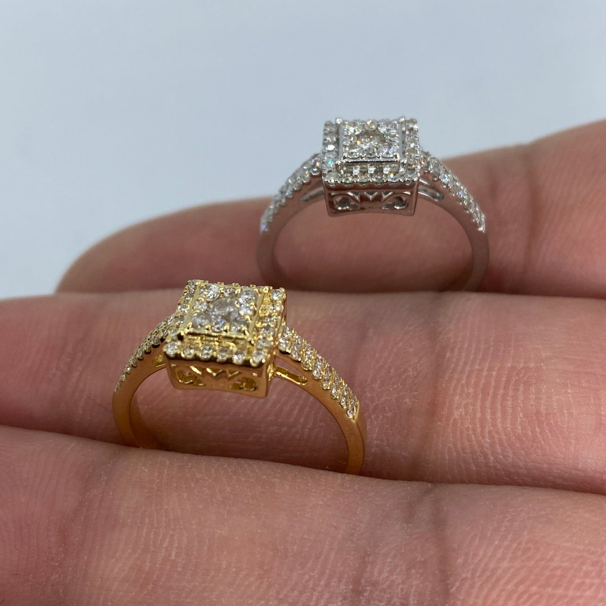 14K Gold 3D Square Diamond Engagement Ring - additional product view 3