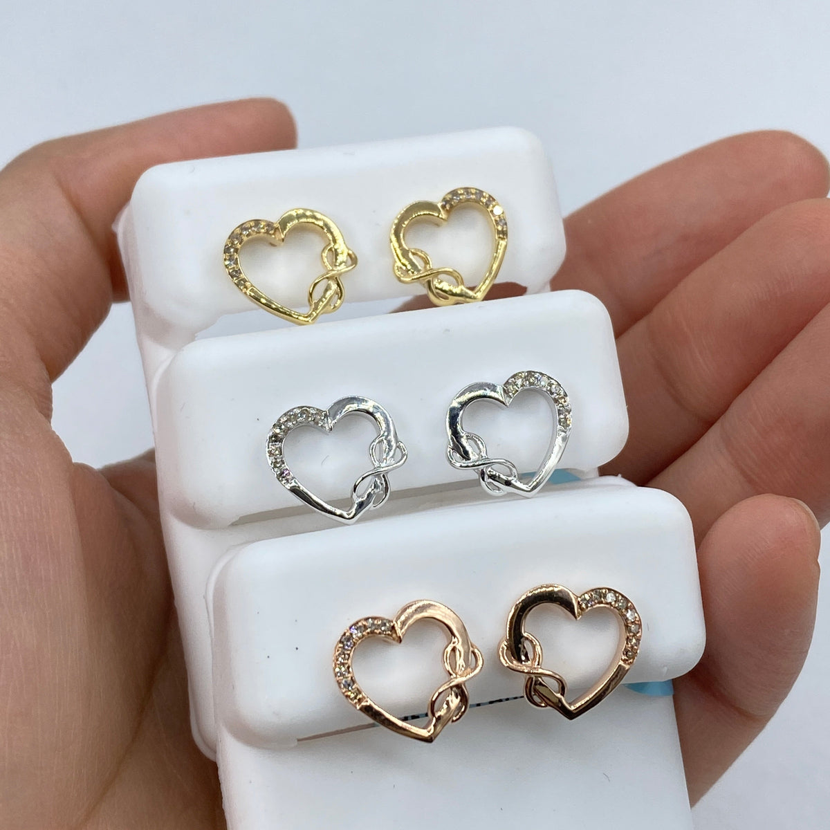 14K Gold Heart Infinity Diamond Earrings - additional product view 2