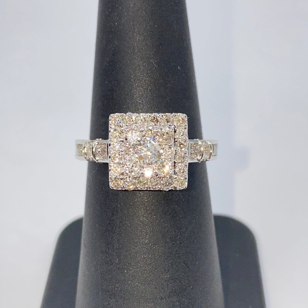10K Gold Square Halo Diamond Engagement Ring - additional product view 4