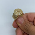 14K Gold Circle Diamond Wave Ring in yellow gold - close-up product photo