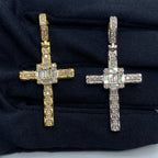 10K Gold Budded Cross Square Diamond Baguette Pendant - additional product view 2