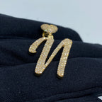 14K Gold Initial N Script Heart Diamond Pendant - additional product view 4