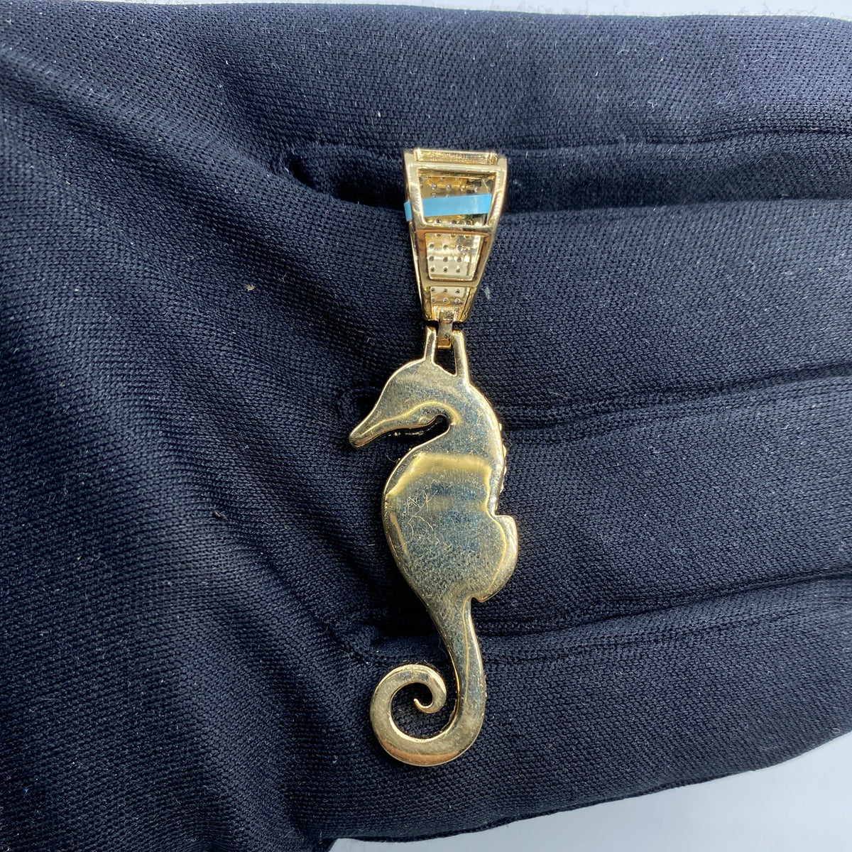 14K Gold Seahorse Diamond Pendant - additional product view 4