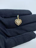 14K Gold Heart Diamond Baguette Gap Pendant in yellow gold - close-up product photo