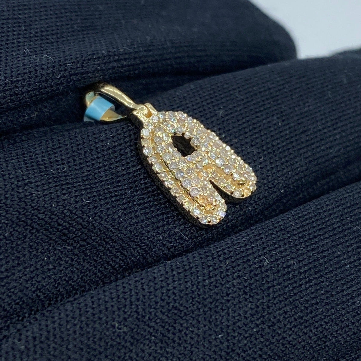 14K Gold Initial A Bubble Diamond Pendant - additional product view 3