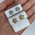14K Gold Large Star Stacked Diamond Baguette Earrings - additional product view 2