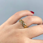 14K Gold Link Diamond Clasp Ring in yellow gold - close-up product photo