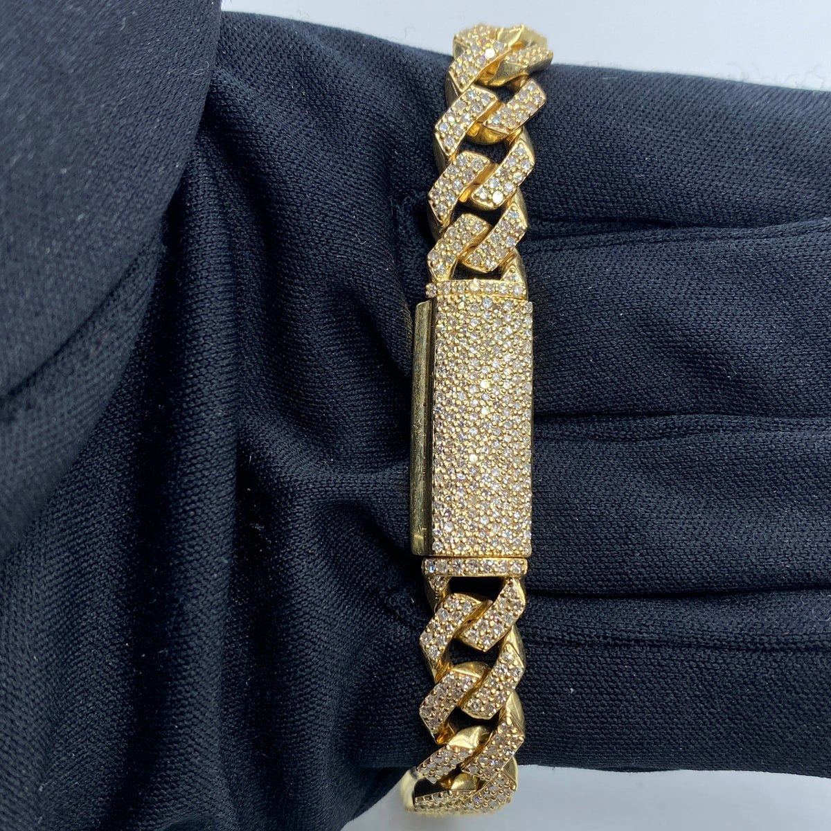 10K Gold 9mm Cuban Link Diamond Bracelet 7.5–8.5 in - additional product view 3